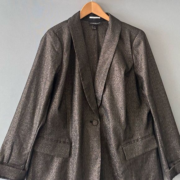 Lane Bryant Blazer Women Size 16 Metallic - Picture 2 of 5